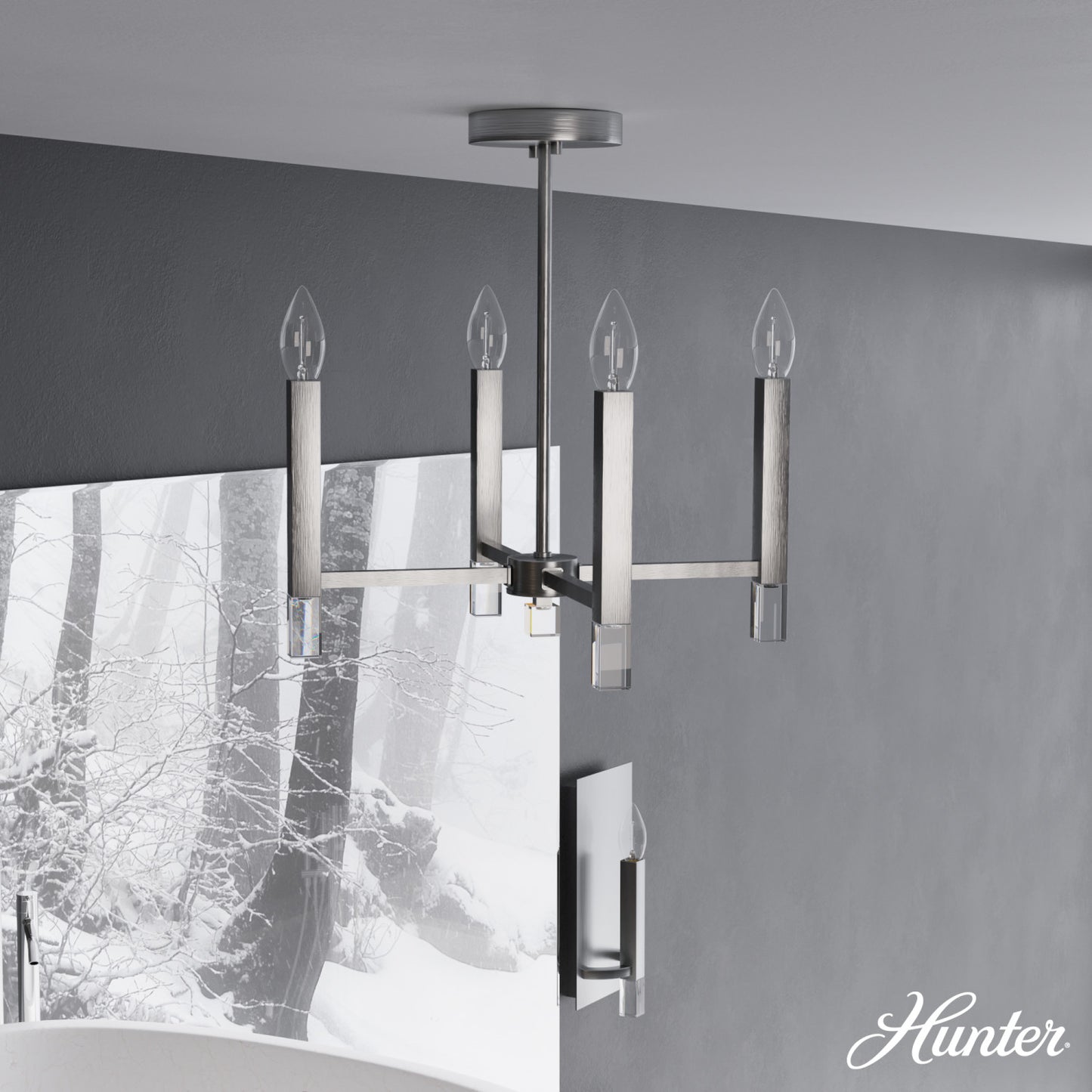 Candelabro Sunjai 4 luces 17 pulgadas - HUNTER FAN