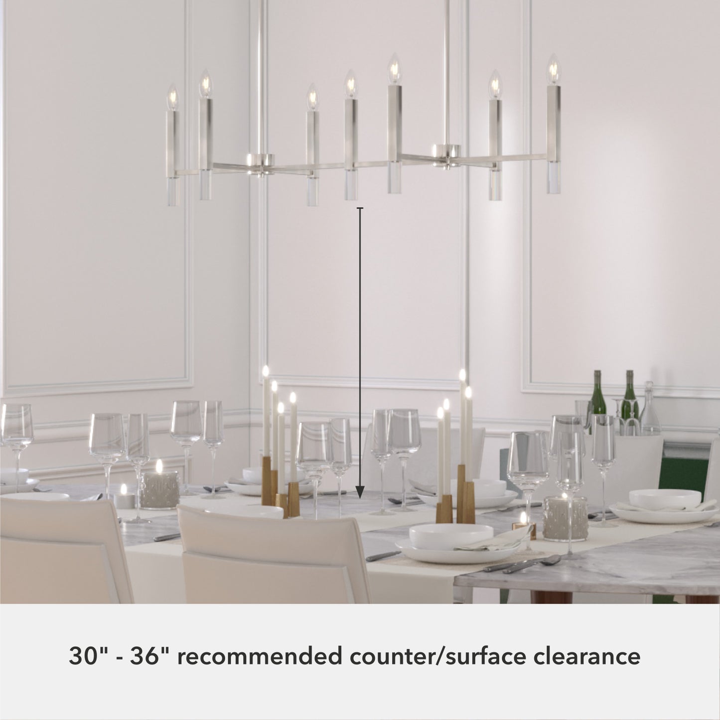 candelabro sunjai linear 7 luces lighting hunter brushed nickel - none| 5