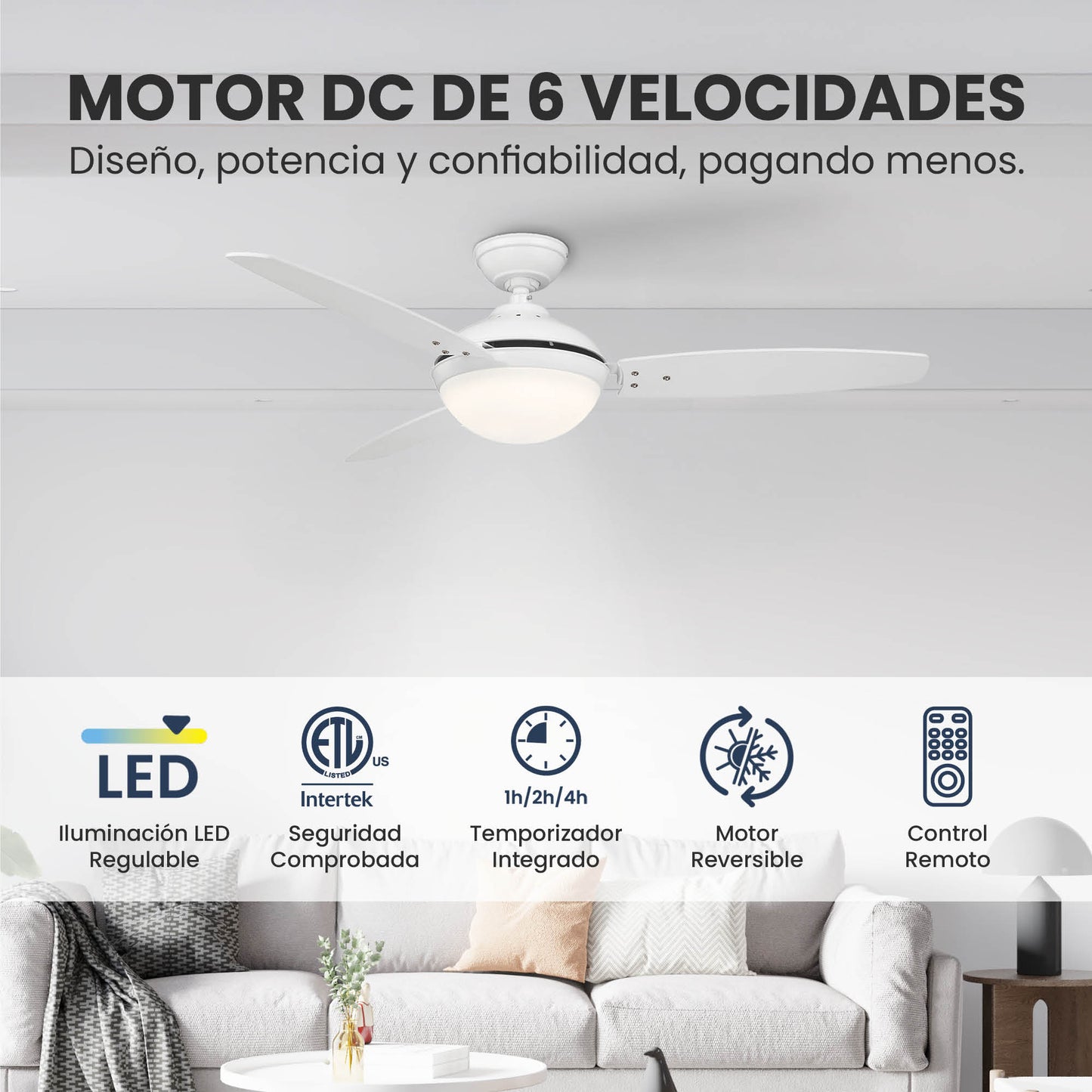 Ventilador de Techo Elevé Comfort M2 3 Aspas 52 Pulgadas