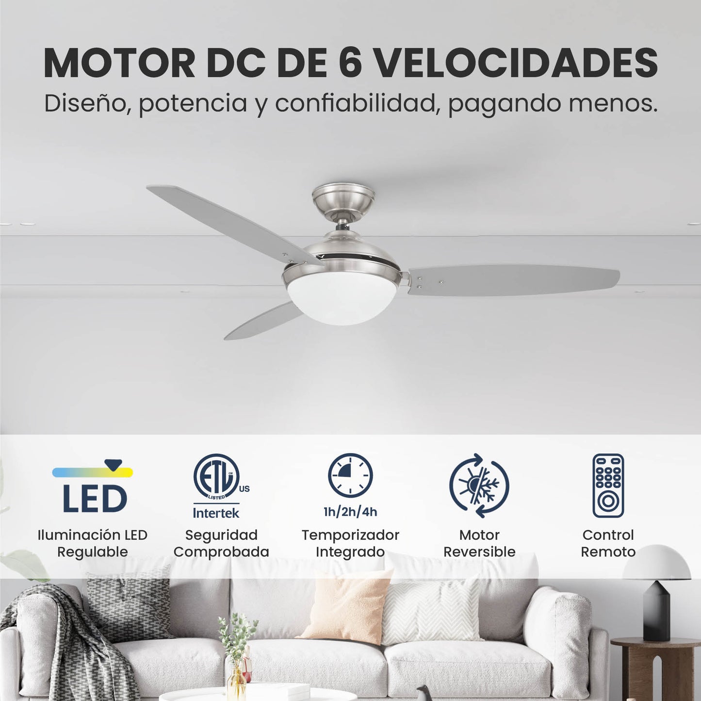Ventilador de Techo Elevé Comfort M2 3 Aspas 52 Pulgadas