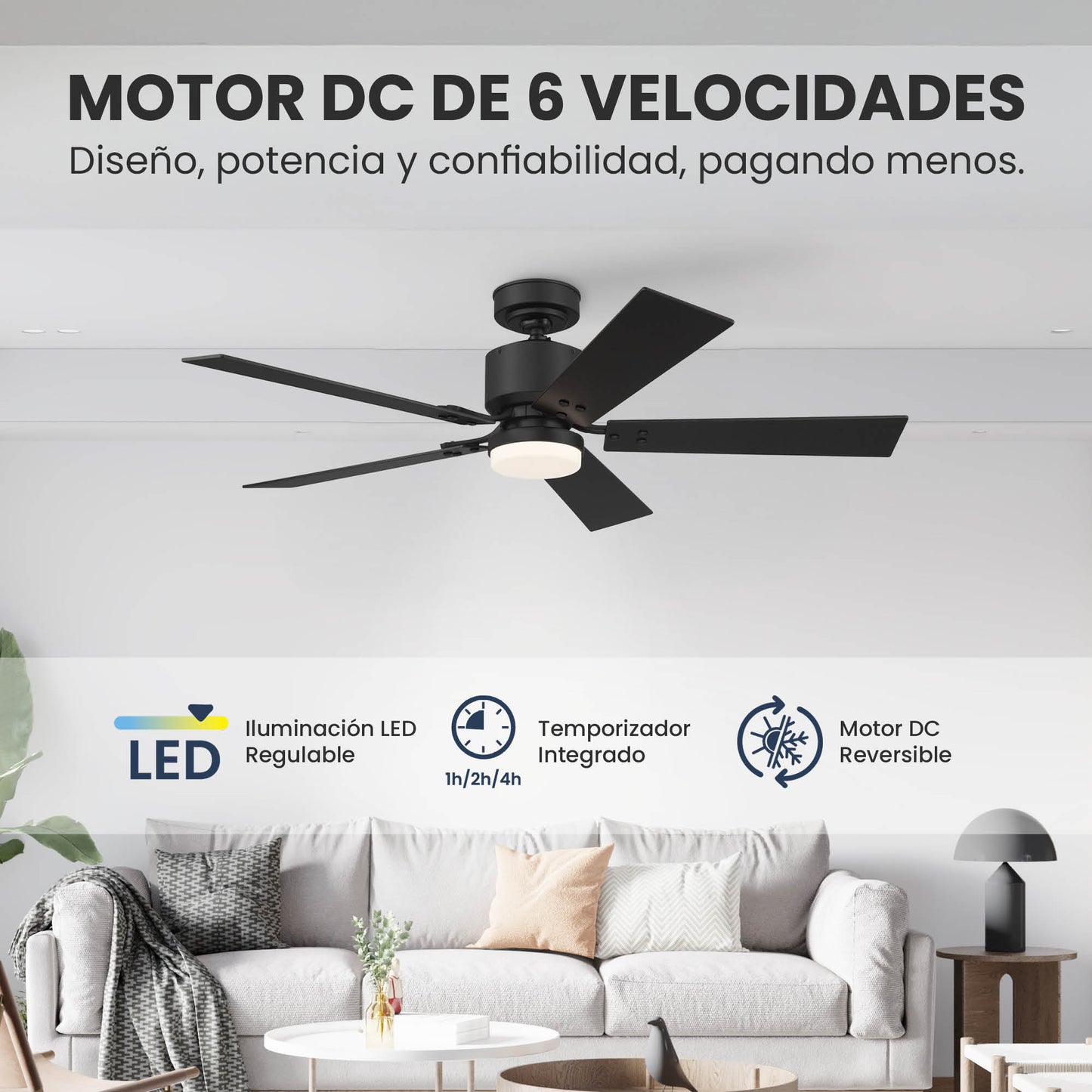 Ventilador de Techo Elevé Comfort M4 5 Aspas 52 Pulgadas