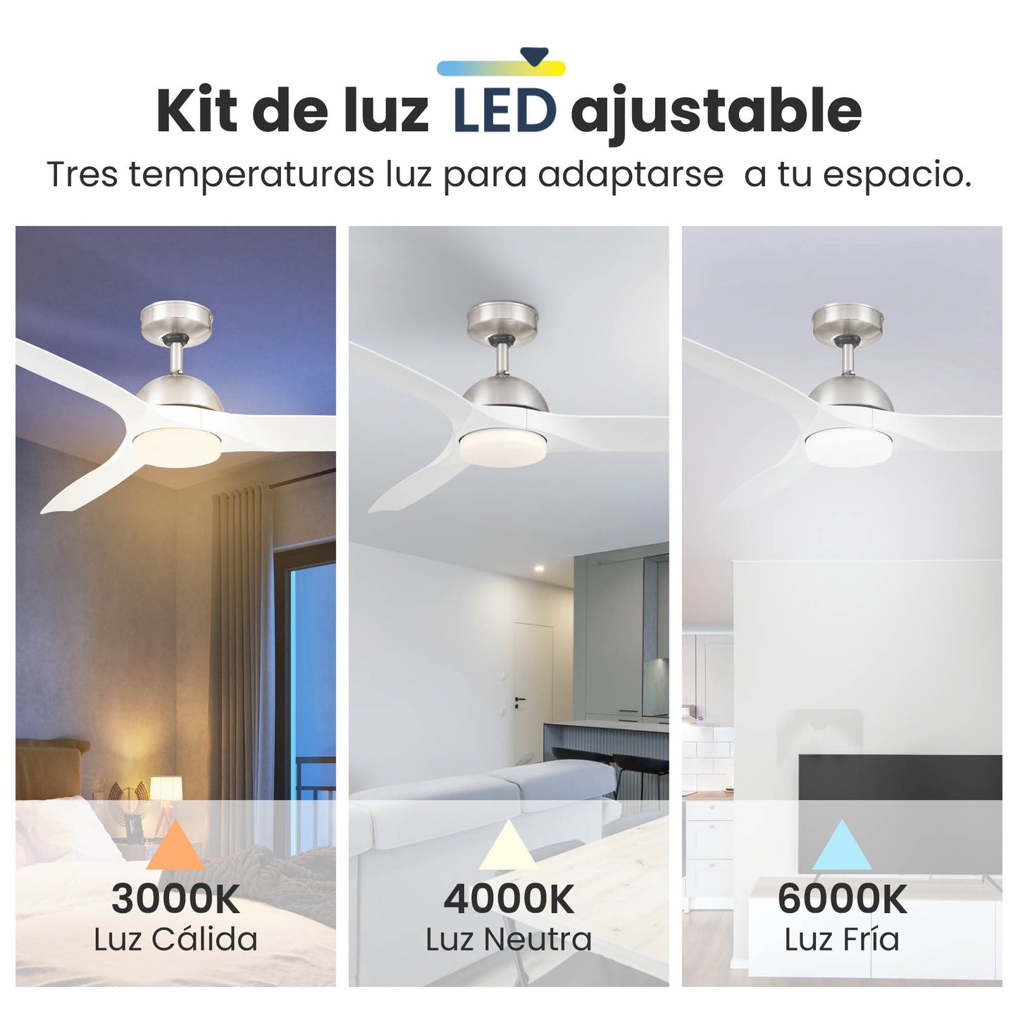Ventilador de Techo Elevé Comfort M3 3 Aspas 52 Pulgadas