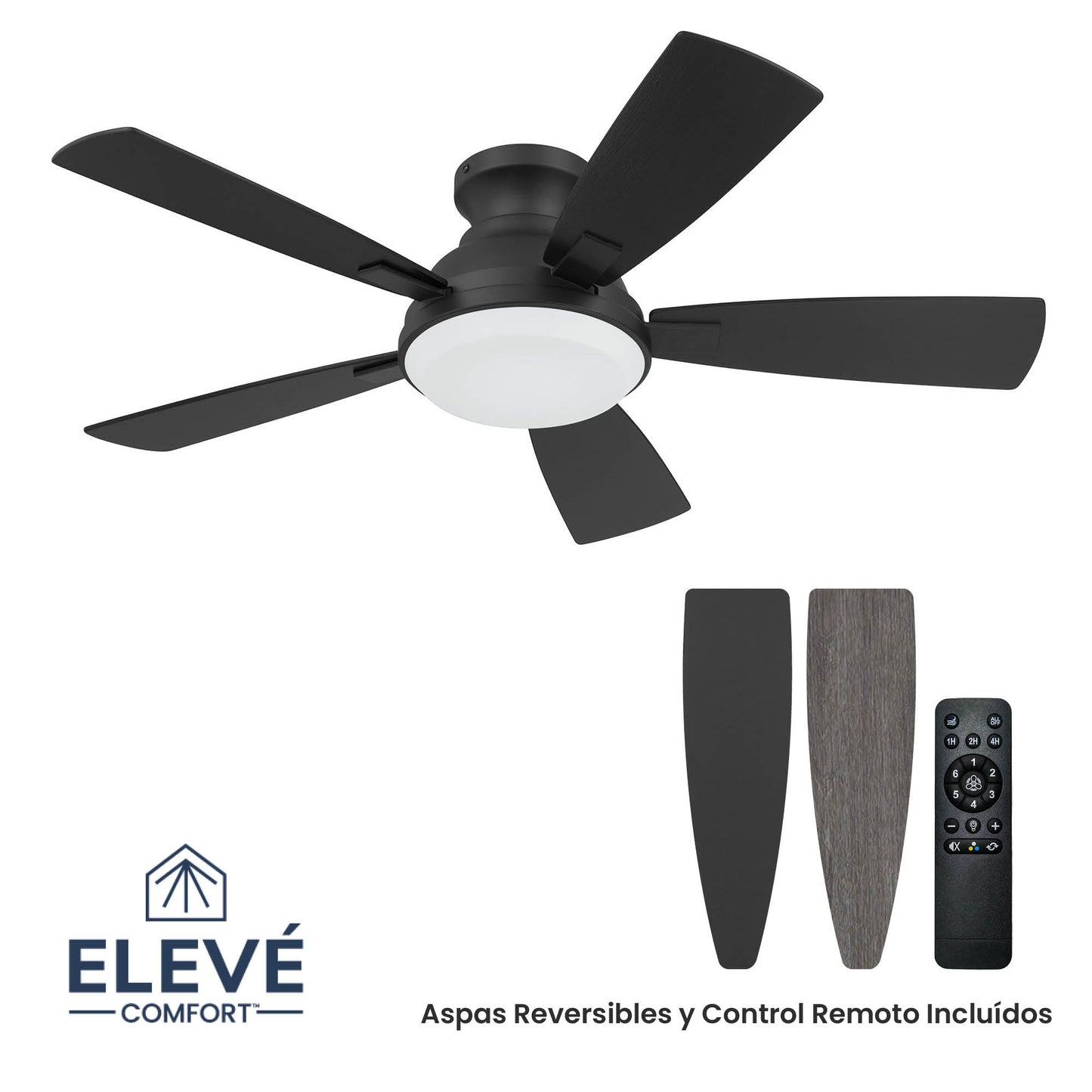 Ventilador de Techo Elevé Comfort M1 Perfil Bajo 5 Aspas 44 Pulgadas - HUNTER FAN
