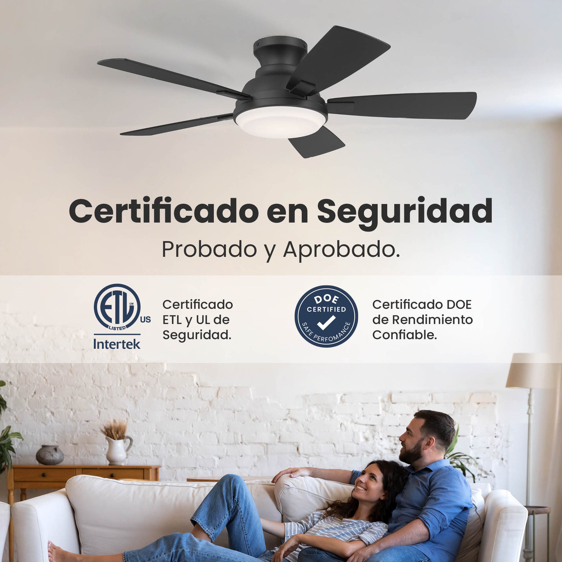 Ventilador de Techo Elevé Comfort M1 Perfil Bajo 5 Aspas 44 Pulgadas - HUNTER FAN