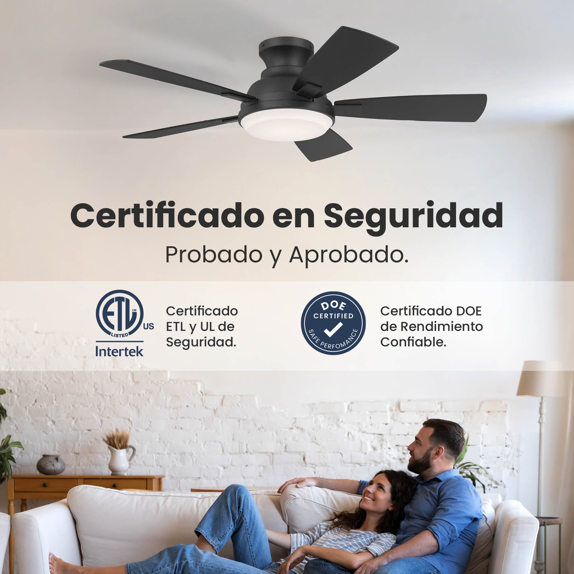 Ventilador de Techo Elevé Comfort M1 Perfil Bajo 5 Aspas 44 Pulgadas - HUNTER FAN
