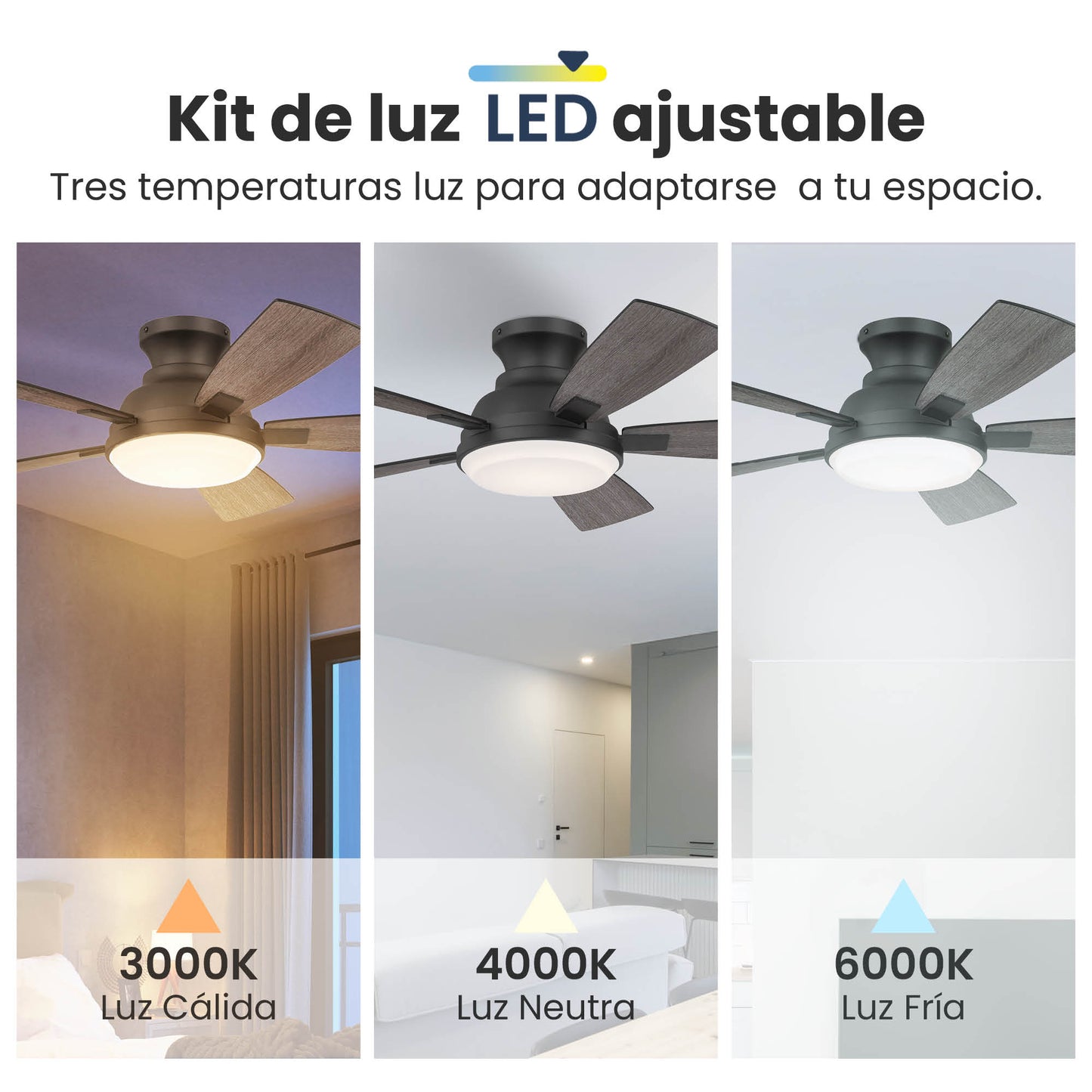 Ventilador de Techo Elevé Comfort M1 Perfil Bajo 5 Aspas 44 Pulgadas - HUNTER FAN