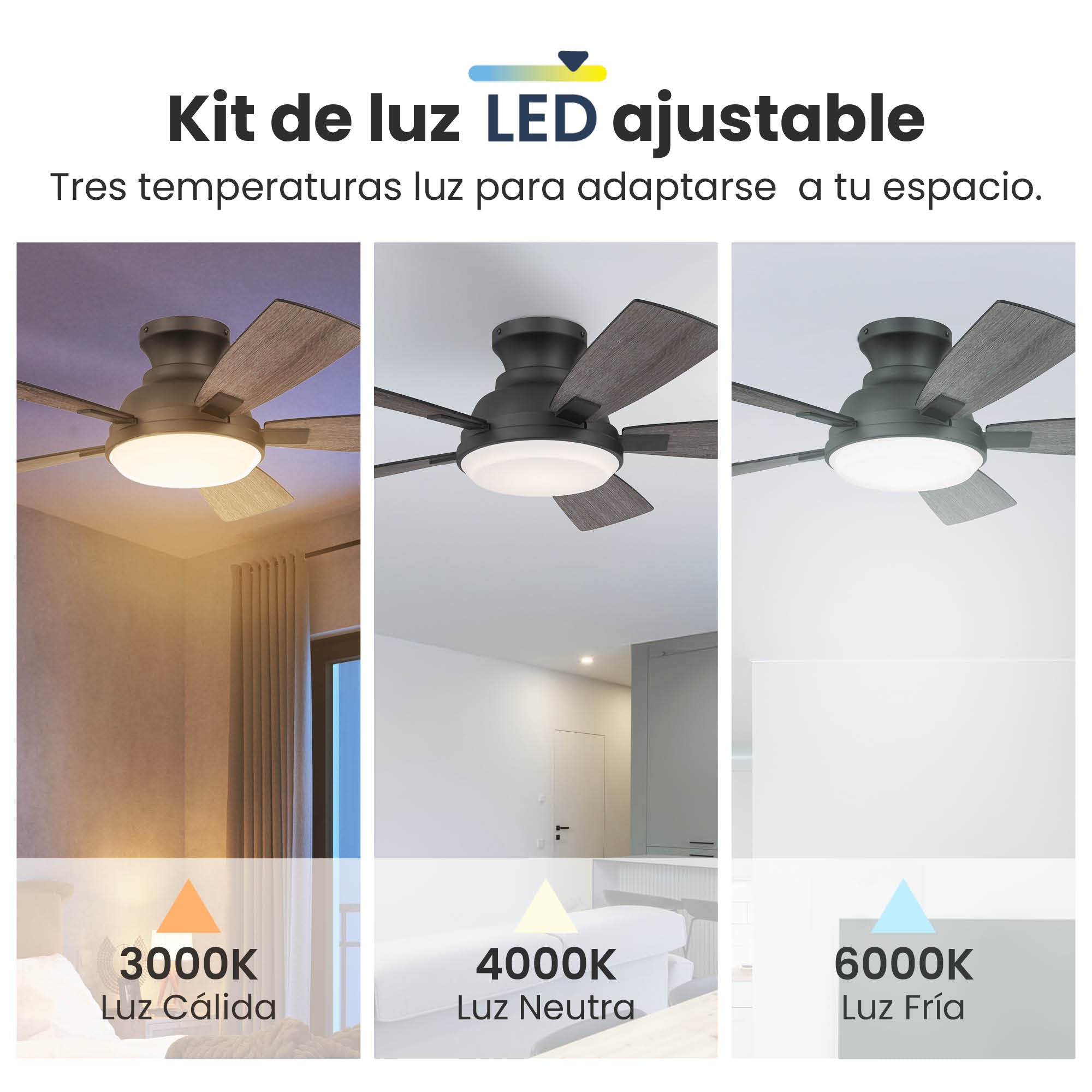 Ventilador de Techo Elevé Comfort M1 Perfil Bajo 5 Aspas 44 Pulgadas - HUNTER FAN