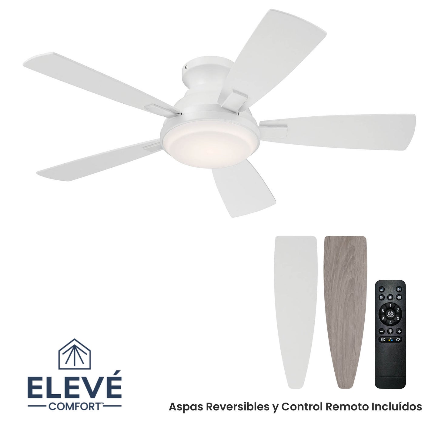 Ventilador de Techo Elevé Comfort M1 Perfil Bajo 5 Aspas 44 Pulgadas - HUNTER FAN