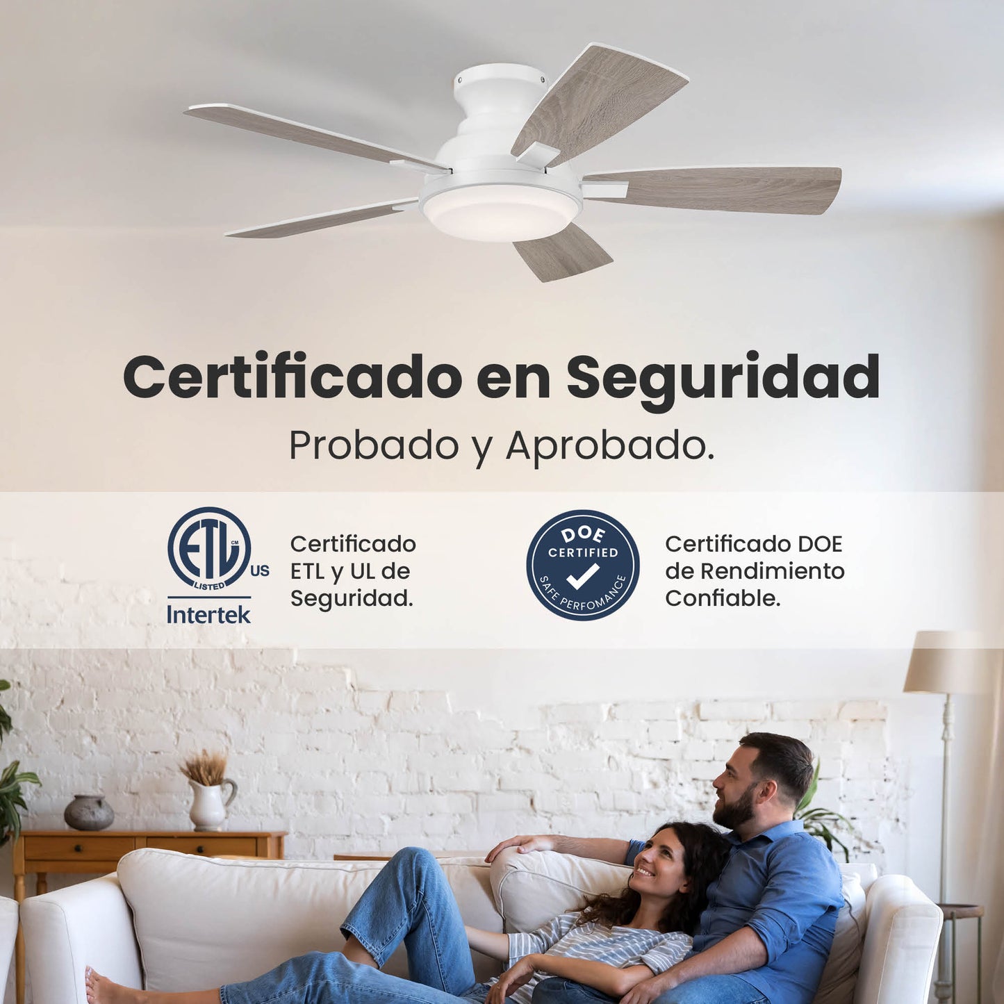 Ventilador de Techo Elevé Comfort M1 Perfil Bajo 5 Aspas 44 Pulgadas - HUNTER FAN