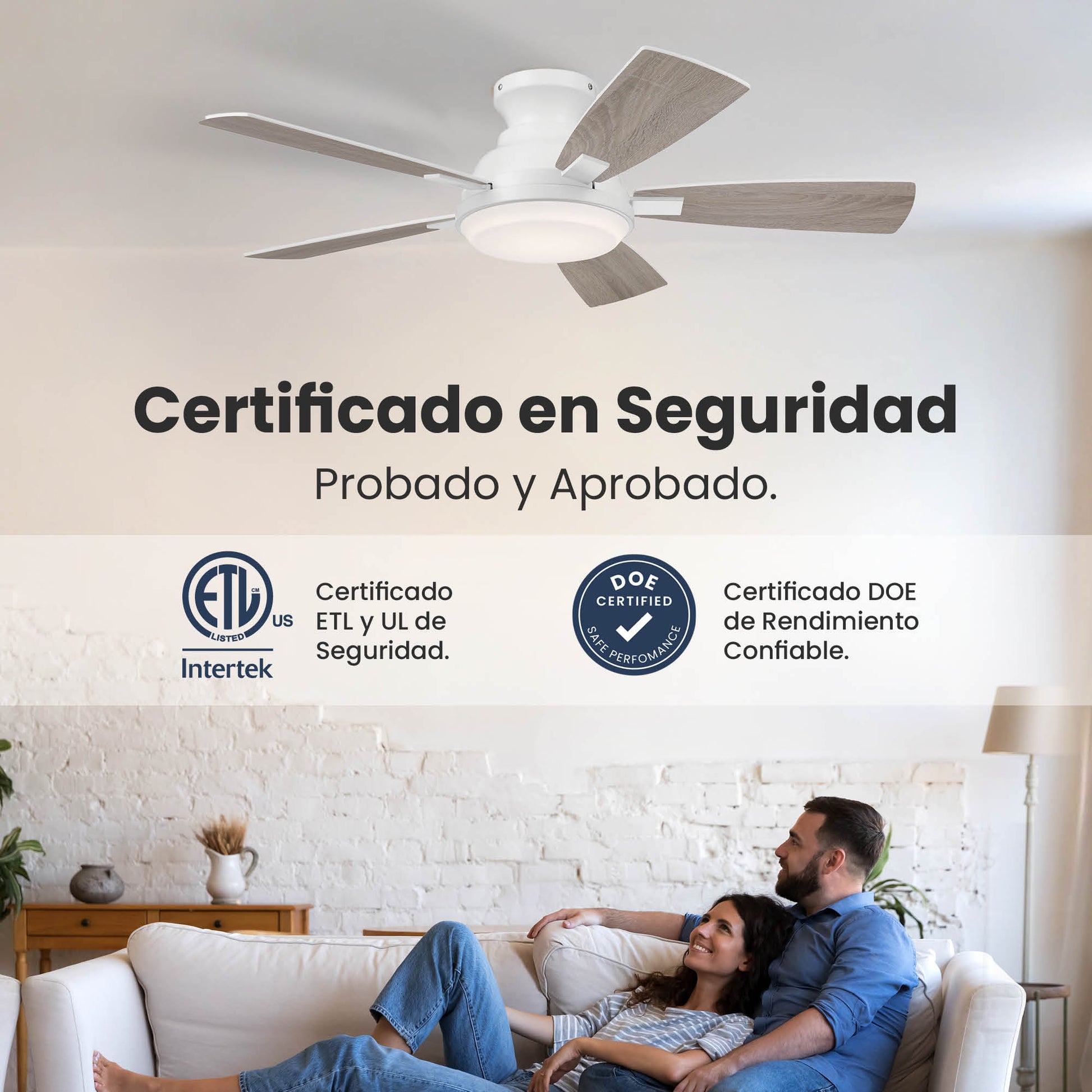 Ventilador de Techo Elevé Comfort M1 Perfil Bajo 5 Aspas 44 Pulgadas - HUNTER FAN