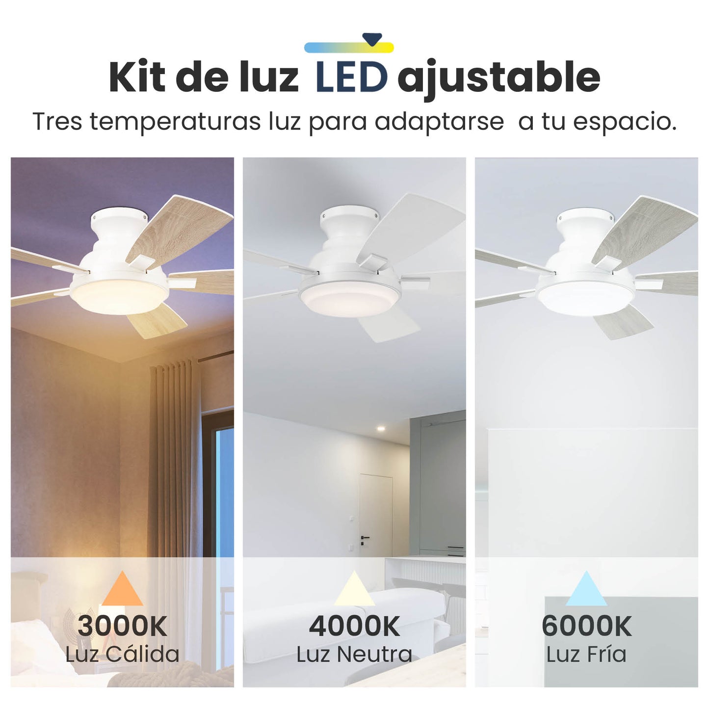Ventilador de Techo Elevé Comfort M1 Perfil Bajo 5 Aspas 44 Pulgadas - HUNTER FAN