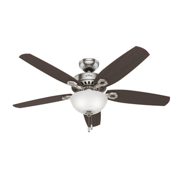 builder deluxe con luz 52 pulgadas ventiladores de techo hunter brushed nickel - brazilian cherry| 1
