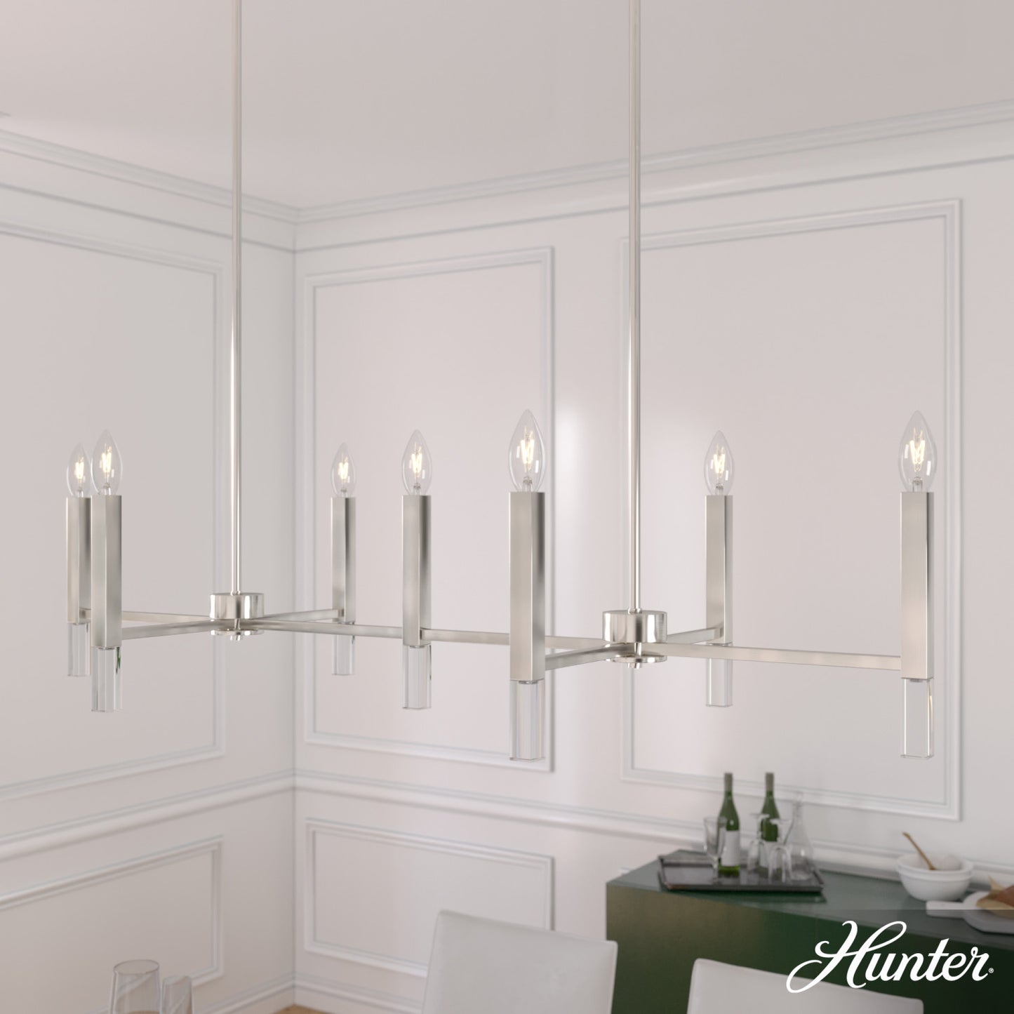 candelabro sunjai linear 7 luces lighting hunter brushed nickel - none| 1