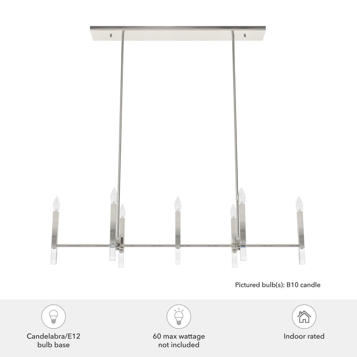 candelabro sunjai linear 7 luces lighting hunter brushed nickel - none| 4