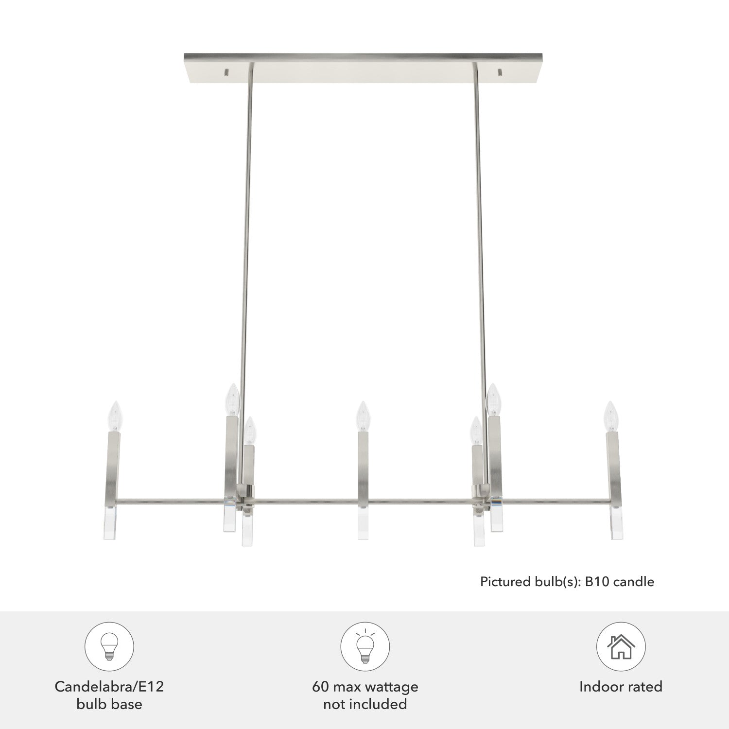 candelabro sunjai linear 7 luces lighting hunter brushed nickel - none| 4