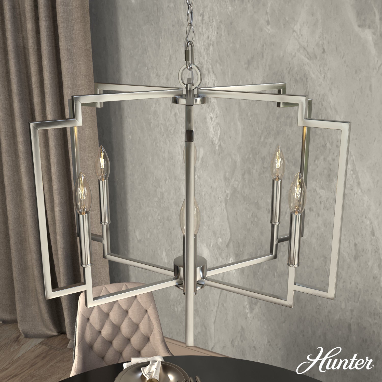 candelabro zoanne 6 luces 24 pulgadas lighting hunter brushed nickel - none| 1