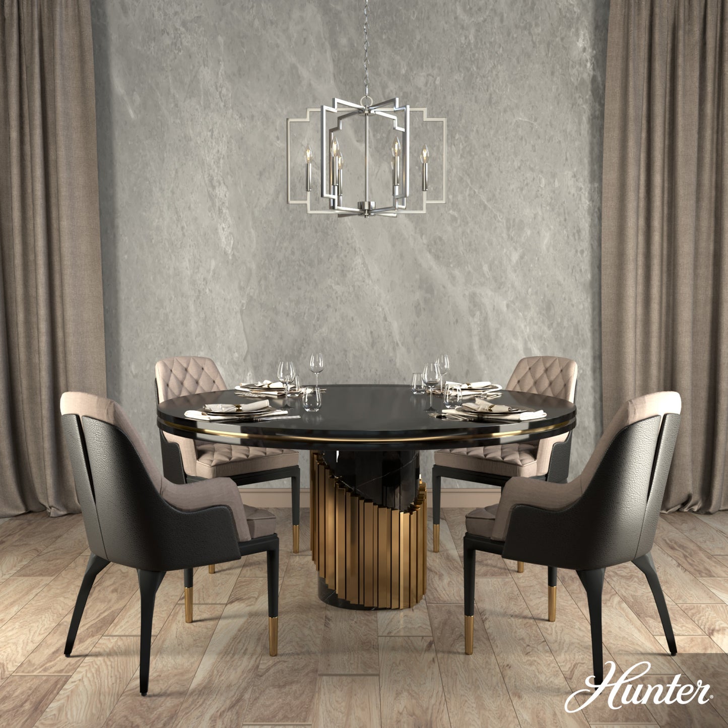 candelabro zoanne 6 luces 24 pulgadas lighting hunter brushed nickel - none| 2