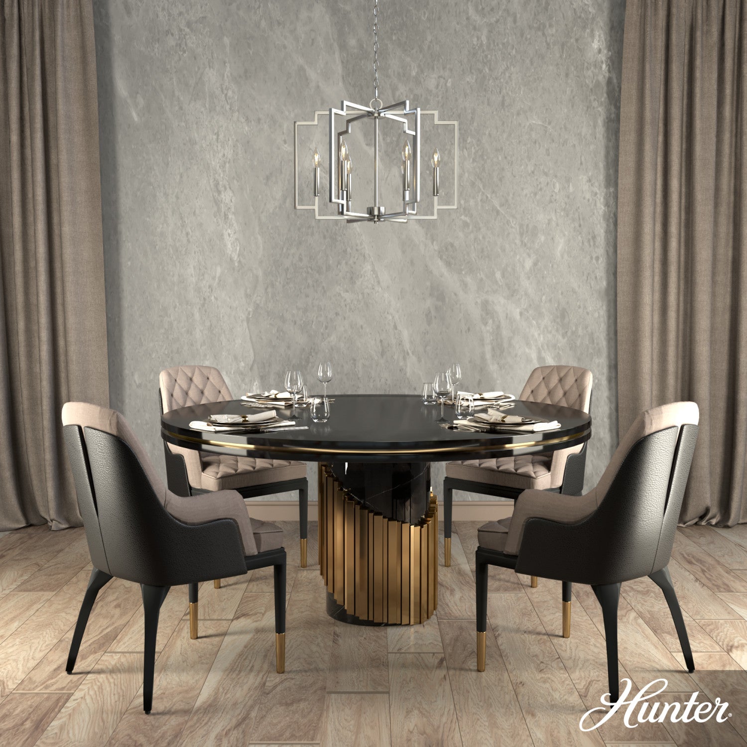 candelabro zoanne 6 luces 24 pulgadas lighting hunter brushed nickel - none| 2