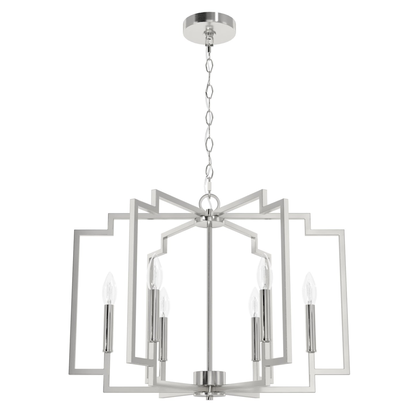 candelabro zoanne 6 luces 24 pulgadas lighting hunter brushed nickel - none| 3