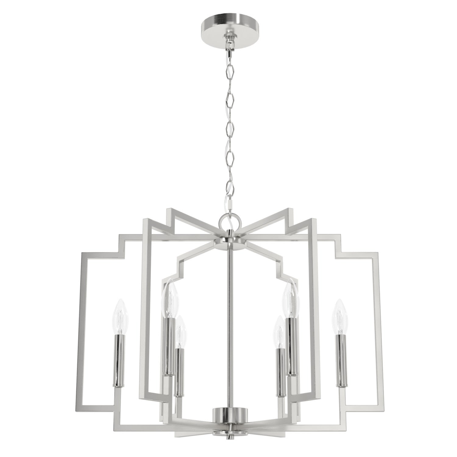 candelabro zoanne 6 luces 24 pulgadas lighting hunter brushed nickel - none| 3