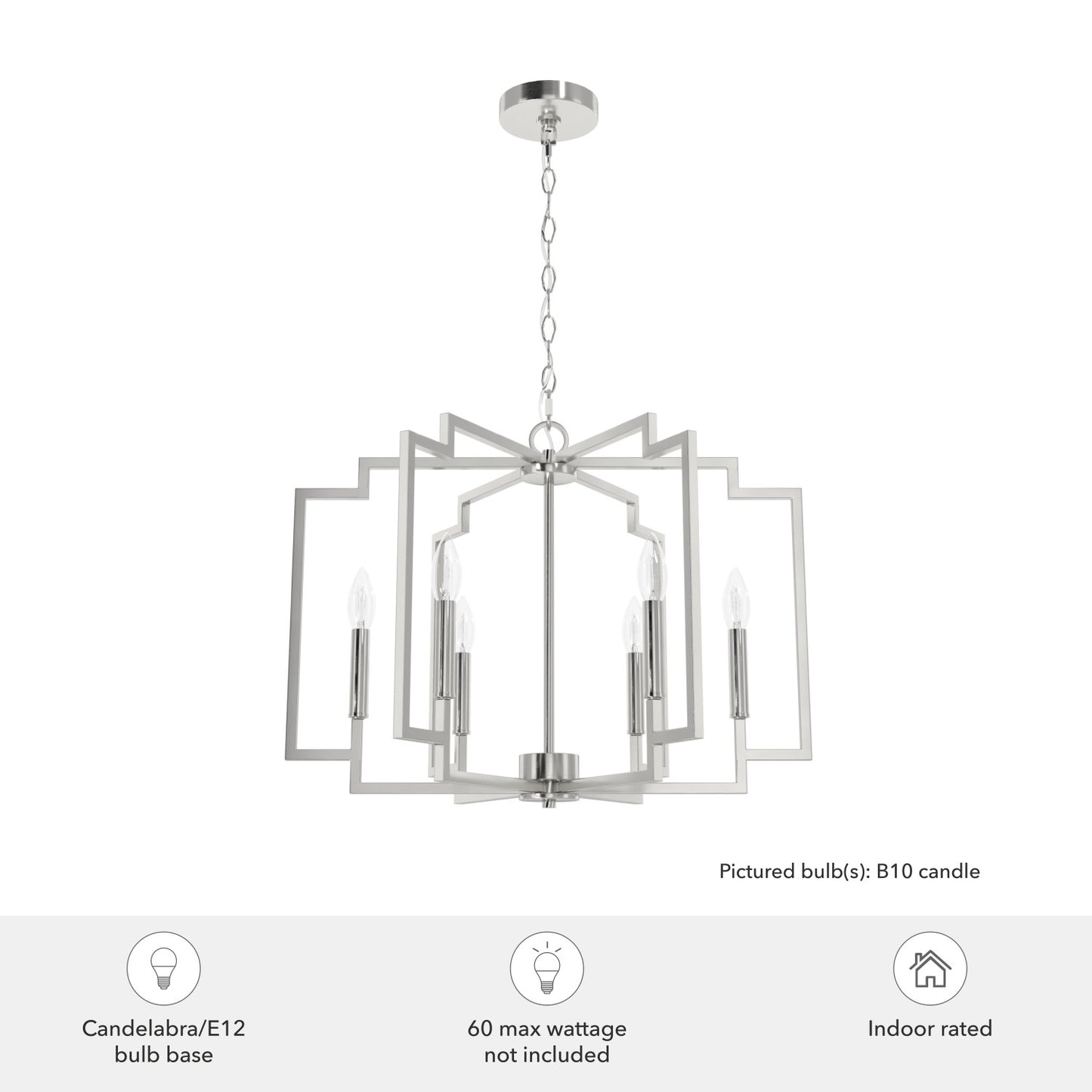 candelabro zoanne 6 luces 24 pulgadas lighting hunter brushed nickel - none| 4