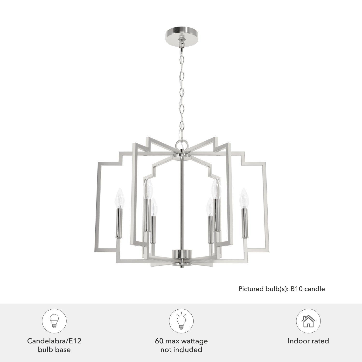 candelabro zoanne 6 luces 24 pulgadas lighting hunter brushed nickel - none| 4