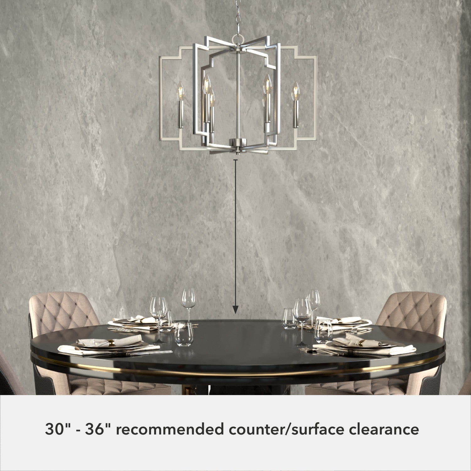 candelabro zoanne 6 luces 24 pulgadas lighting hunter brushed nickel - none| 5