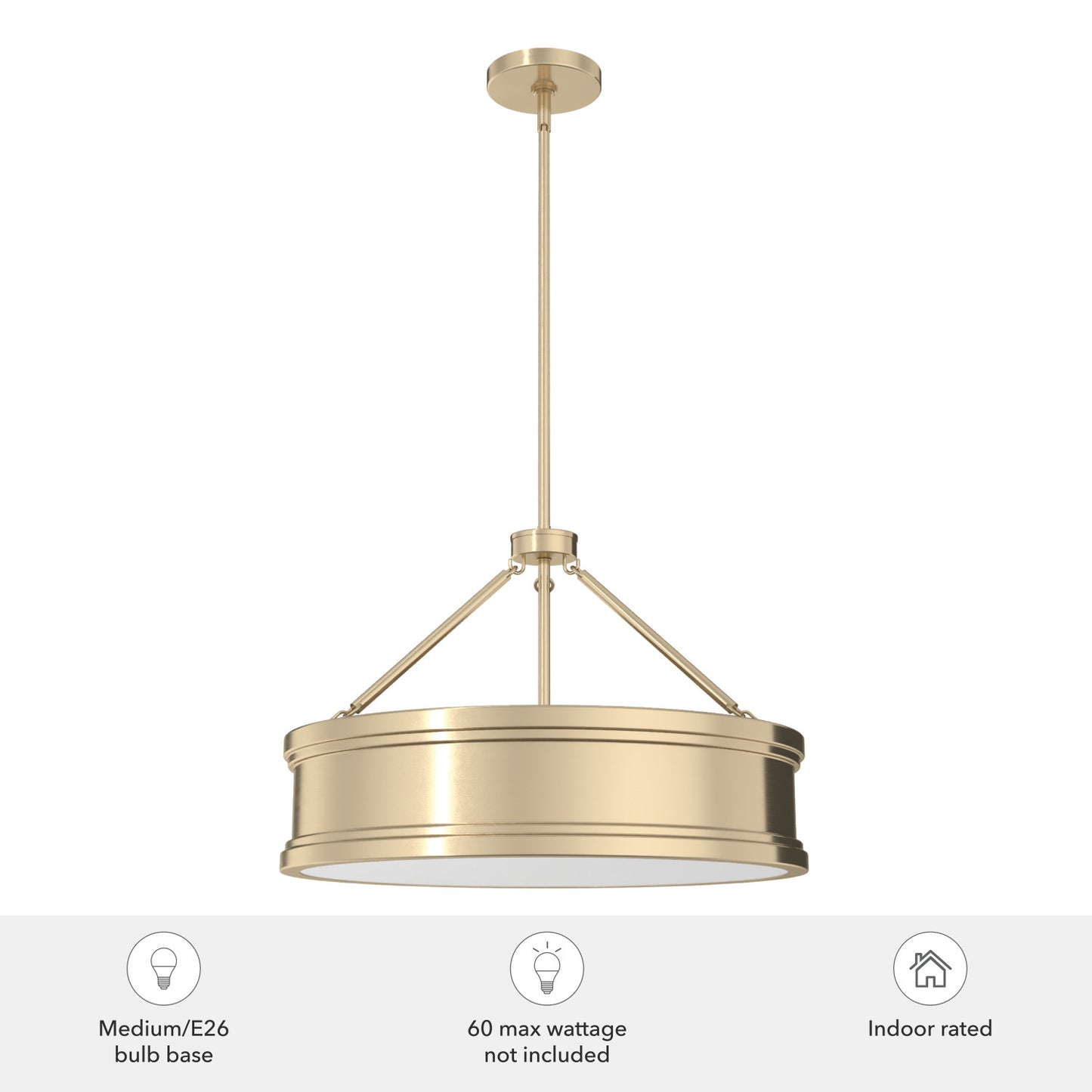 colgante capshaw 5 luces 21 pulgadas lighting hunter alturas gold - painted cased white| 4