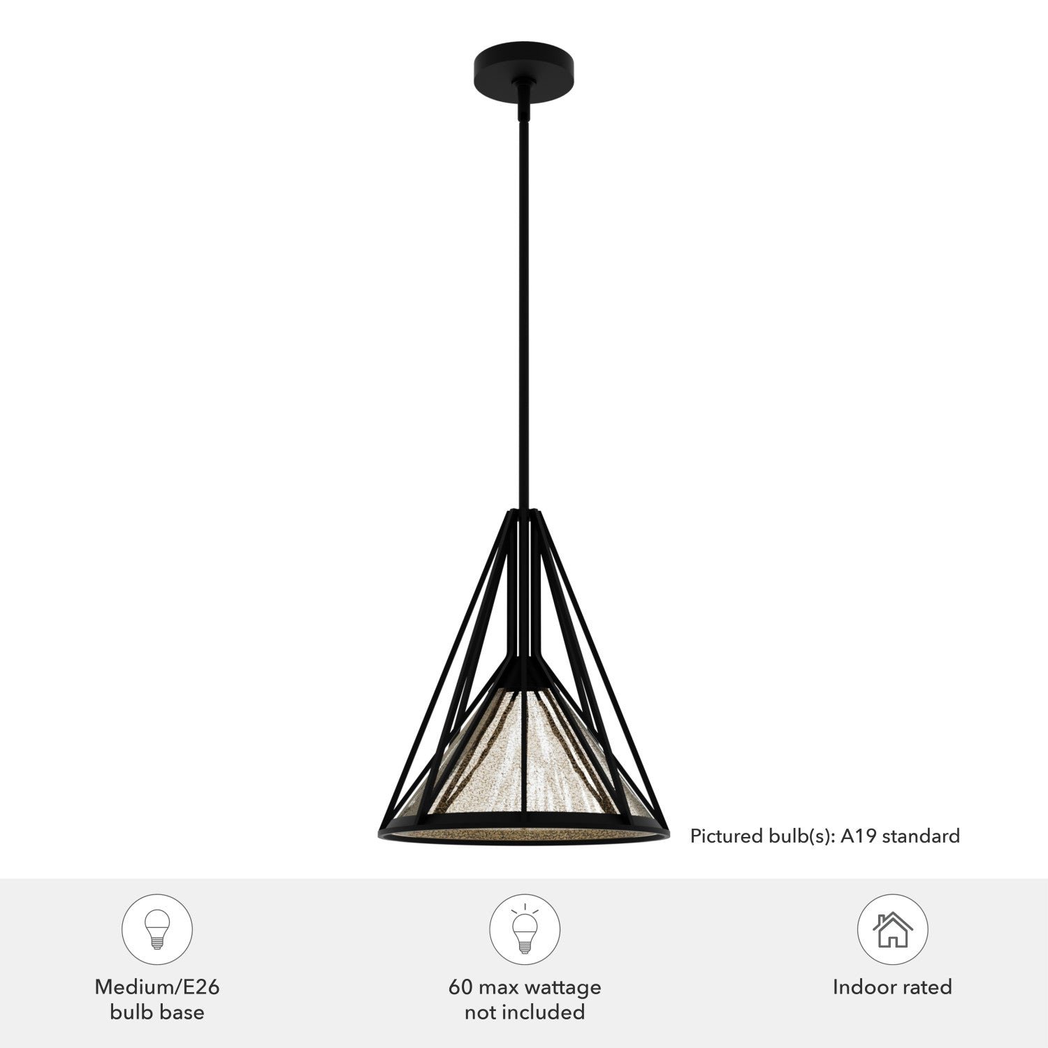  lighting hunter natural black iron - mercury glass| 4