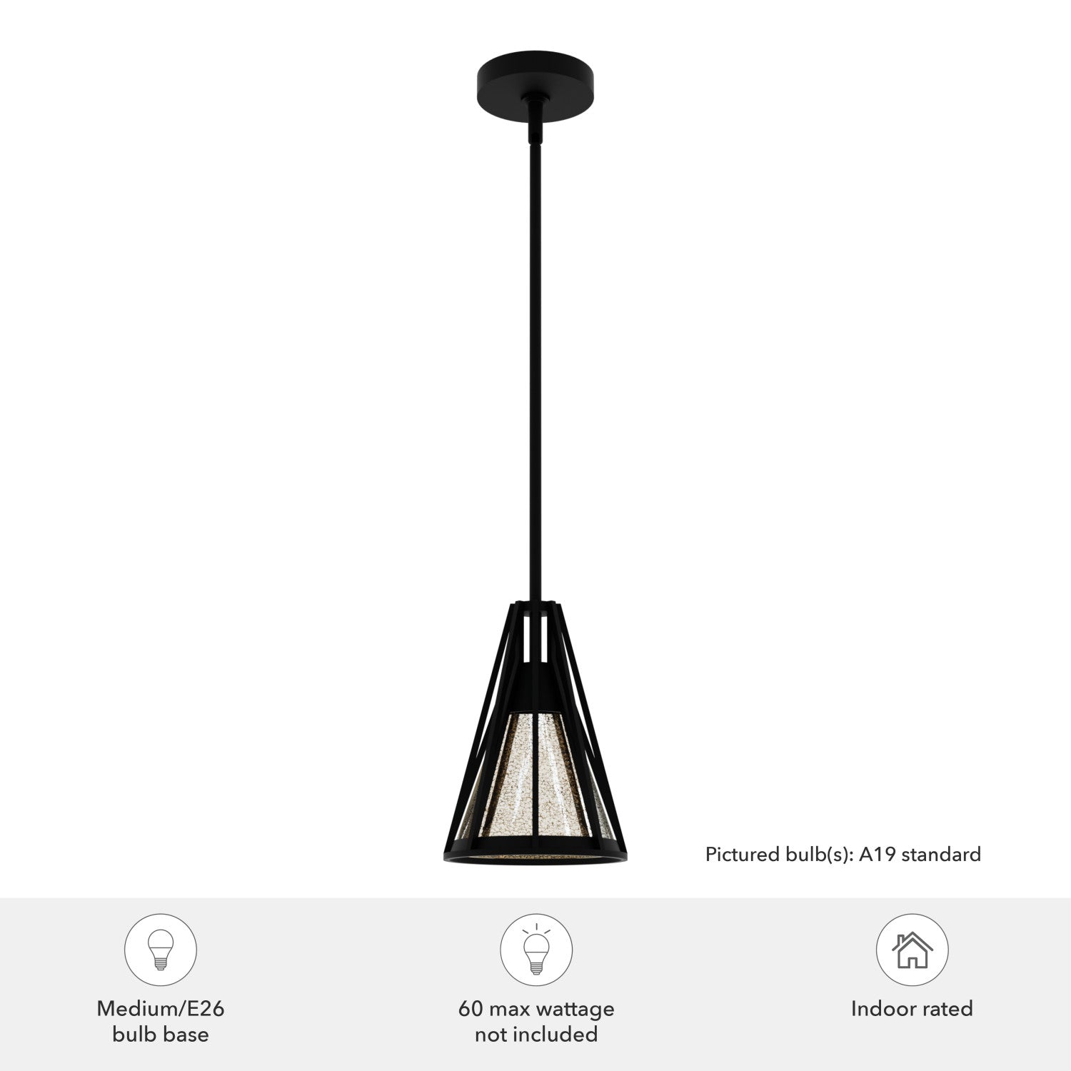  lighting hunter natural black iron - mercury glass| 4