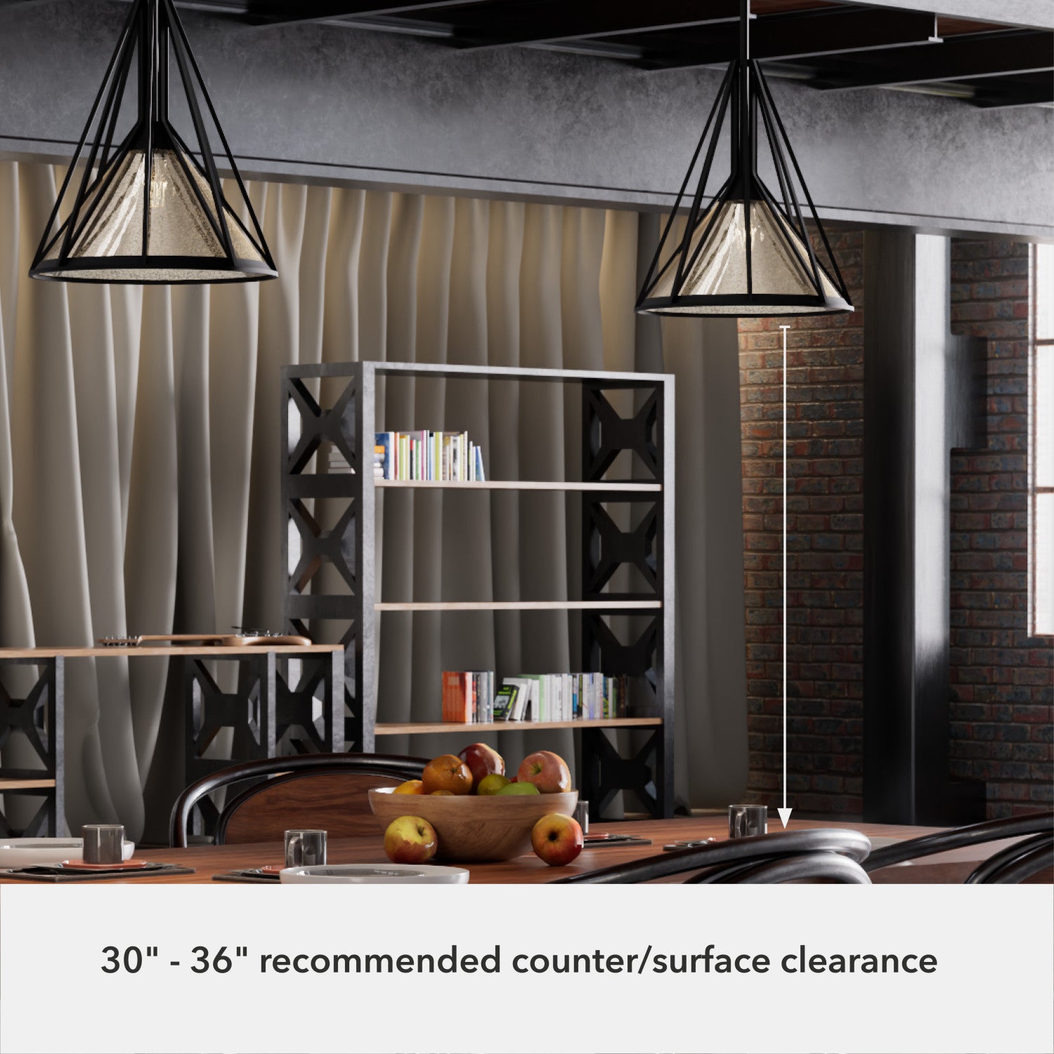  lighting hunter natural black iron - mercury glass| 5